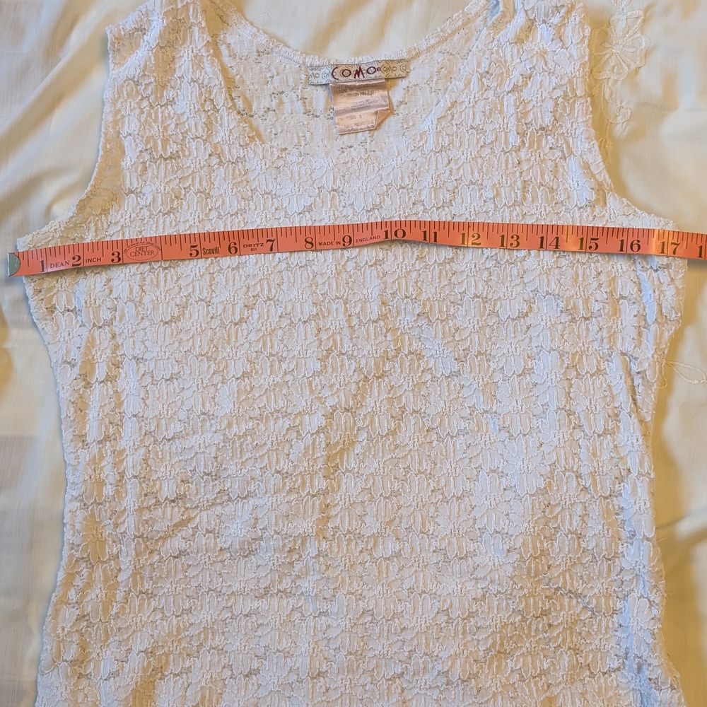 Fitted Cream Tank Top with Embellished Texture - Picture 5 of 6